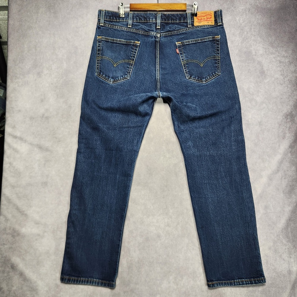 Levis 505 Mens Blue Jeans Regular Fit Size 38x30 Zipper Fly Stretch Flex